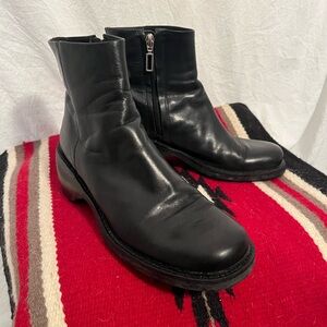 Diba Black Leather Ankle Boots with Side Zipper